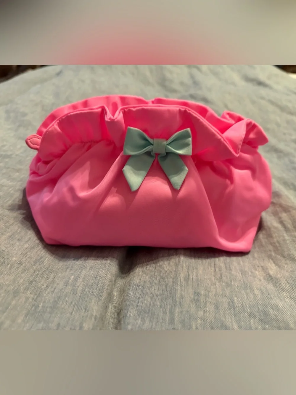 Stoney Clover Lane Bow Pouch in Bubblegum/ Sky